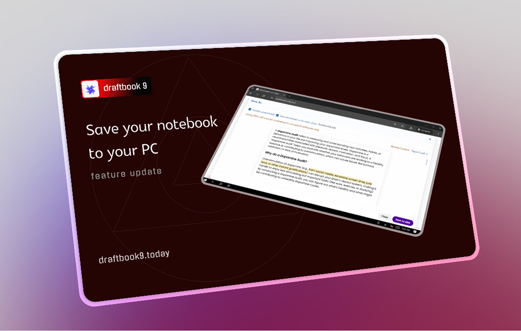 Draftbook9 Product UI Example 2